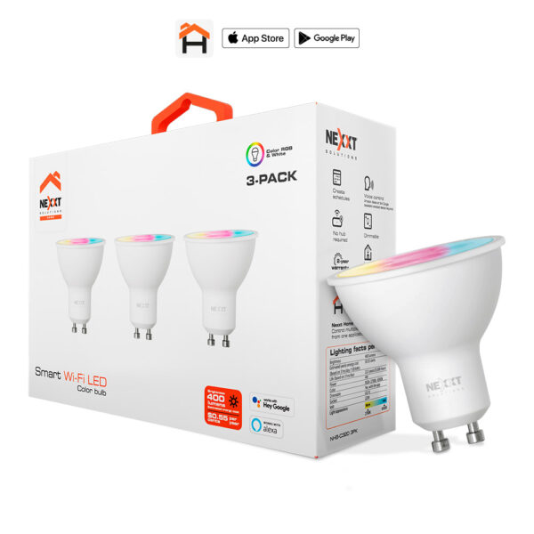 Foco LED inteligente Wi-Fi 220V - GU10 - NHB-C320 3PK